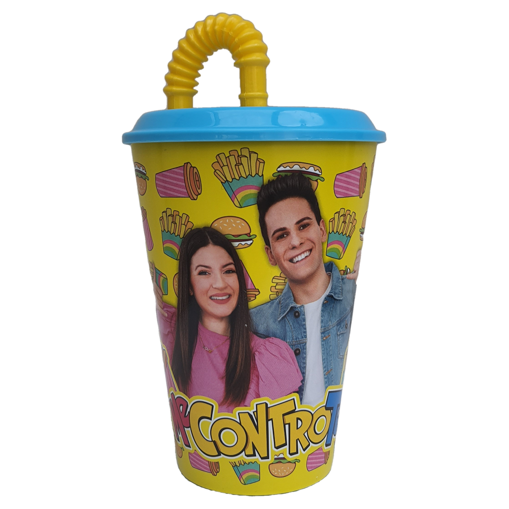 BICCHIERI CON CANNUCCIA DI PLASTICA 430 ML ME CONTRO TE