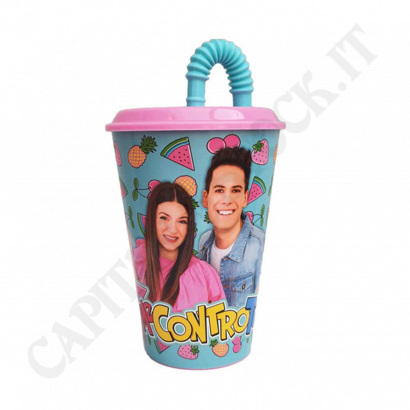BICCHIERI CON CANNUCCIA DI PLASTICA 430 ML ME CONTRO TE